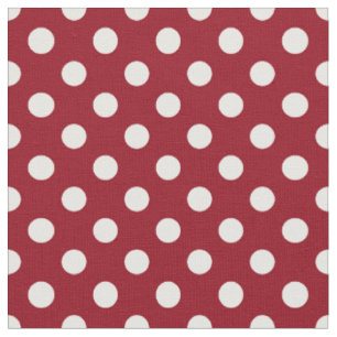 White Polka Dots on Crimson Red Fabric