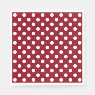 White Polka Dots on Crimson Red Napkin