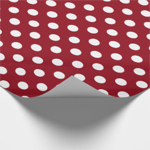 White Polka Dots on Crimson Red Wrapping Paper