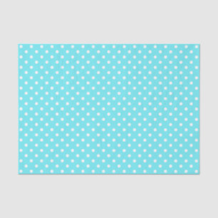 white polka dots on cyan aqua background tissue paper