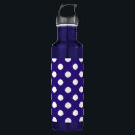 White polka dots on dark blue 710 ml water bottle<br><div class="desc">White polka dots on dark blue</div>