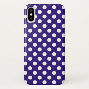 White polka dots on dark blue Case-Mate iPhone case