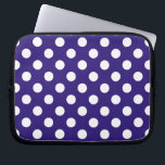 White polka dots on dark blue laptop sleeve<br><div class="desc">White polka dots on dark blue</div>