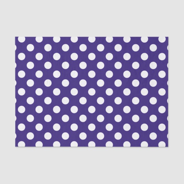 White polka dots on dark blue tissue paper (Front)