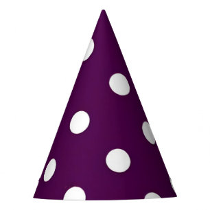 White Polka Dots on Dark Purple Party Hat