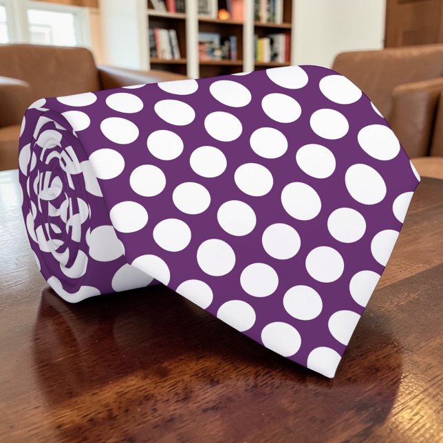 White Polka Dots on Deep Purple Custom Necktie (Creator Uploaded)