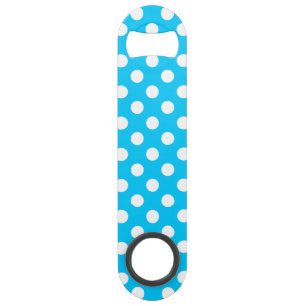White polka dots on electric blue speed bottle opener