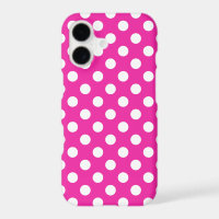 White polka dots on fuchsia