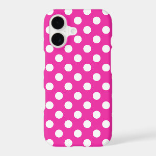 White polka dots on fuchsia
