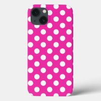 White polka dots on fuchsia Case-Mate iPhone case