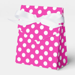 White polka dots on fuchsia favor box
