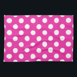 White polka dots on fuchsia kitchen towel<br><div class="desc">White polka dots on fuchsia</div>