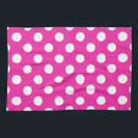 White polka dots on fuchsia kitchen towel<br><div class="desc">White polka dots on fuchsia</div>