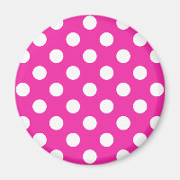 White polka dots on fuchsia