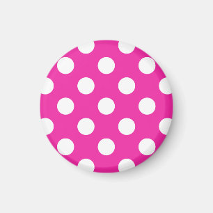 White polka dots on fuchsia magnet