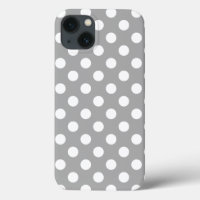 White polka dots on gray Case-Mate iPhone case