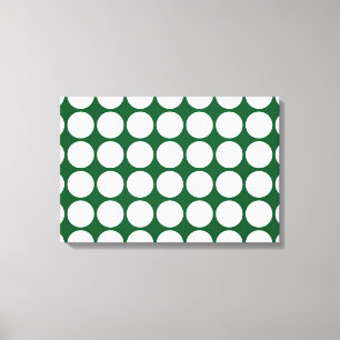 White Polka Dots on Green Canvas Print