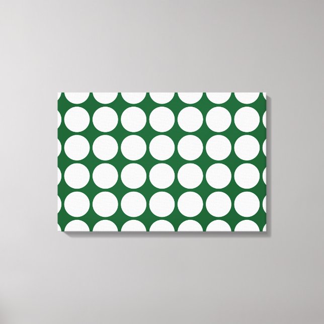 White Polka Dots on Green Canvas Print (Front)