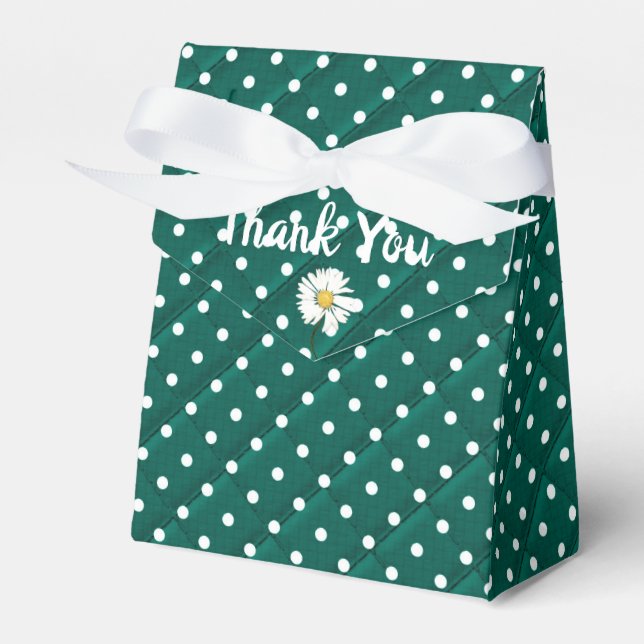 white polka dots on green favor box (Front Side)