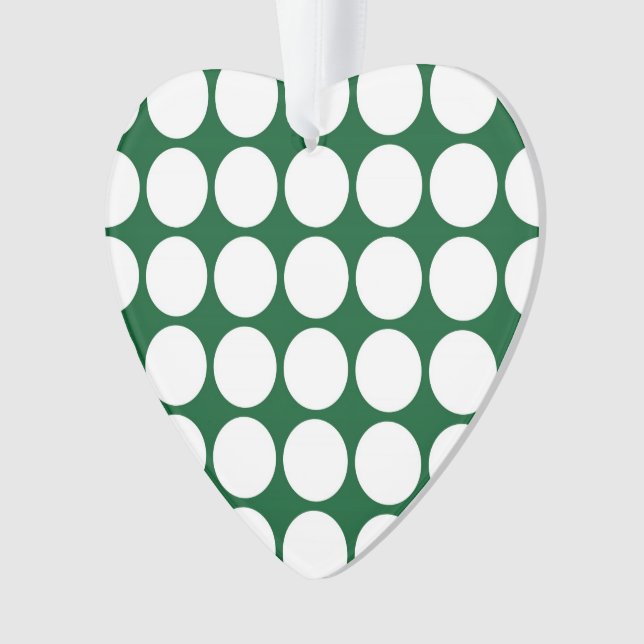 White Polka Dots on Green Ornament (Front)
