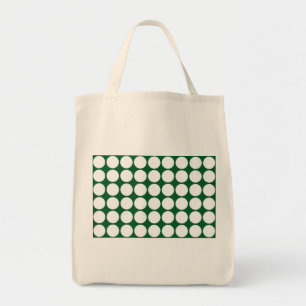 White Polka Dots on Green Tote Bag
