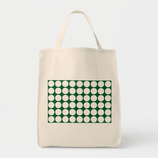 White Polka Dots on Green Tote Bag (Front)