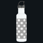 White polka dots on grey 710 ml water bottle<br><div class="desc">White polka dots on grey</div>