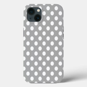 White polka dots on grey Case-Mate iPhone case