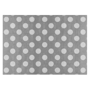 White polka dots on grey cutting board