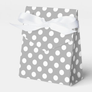 White polka dots on grey favor box