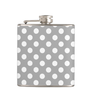 White polka dots on grey hip flask