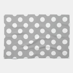 White polka dots on grey kitchen towel