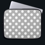 White polka dots on grey laptop sleeve<br><div class="desc">White polka dots on grey</div>