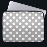 White polka dots on grey laptop sleeve<br><div class="desc">White polka dots on grey</div>