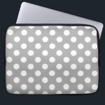 White polka dots on grey laptop sleeve<br><div class="desc">White polka dots on grey</div>