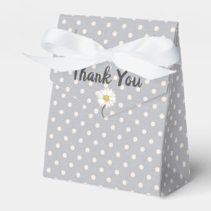 white polka dots on grey thank you favor box