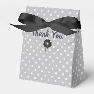 white polka dots on grey thank you favor box