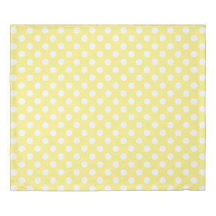 White polka dots on lemon yellow duvet cover
