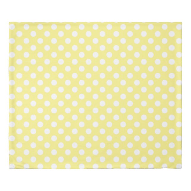 White polka dots on lemon yellow duvet cover (Front)