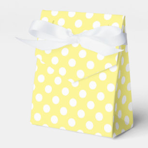 White polka dots on lemon yellow favor box