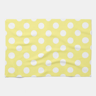 White polka dots on lemon yellow kitchen towel