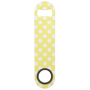 White polka dots on lemon yellow speed bottle opener
