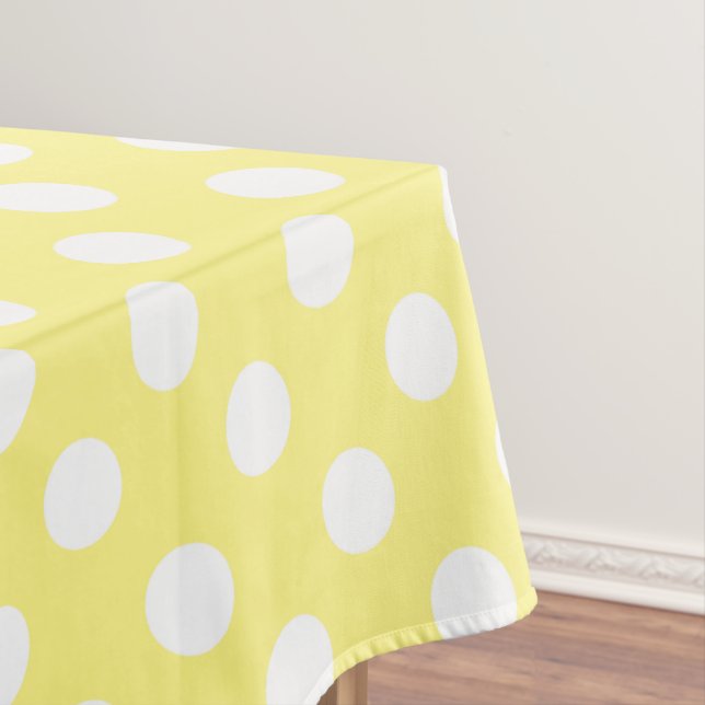 White polka dots on lemon yellow tablecloth (In Situ)