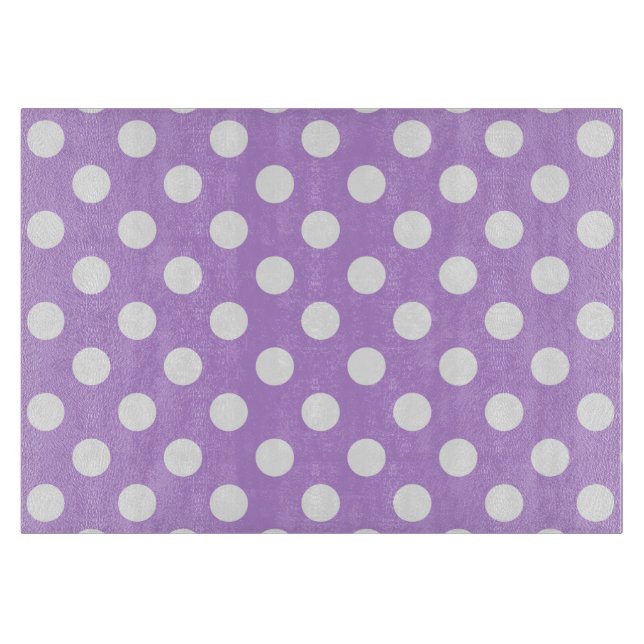 White polka dots on lilac cutting board (Front)