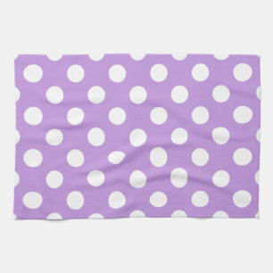 White polka dots on lilac kitchen towel