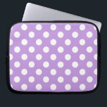 White polka dots on lilac laptop sleeve<br><div class="desc">White polka dots on lilac</div>