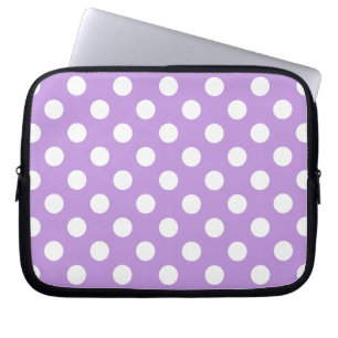 White polka dots on lilac laptop sleeve