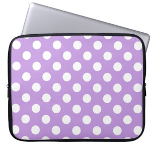 White polka dots on lilac laptop sleeve