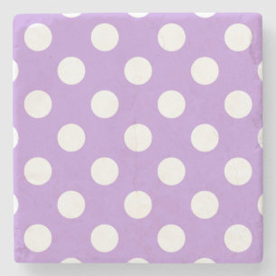 White polka dots on lilac stone coaster