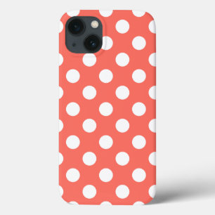 White polka dots on living coral Case-Mate iPhone  iPhone 13 Case